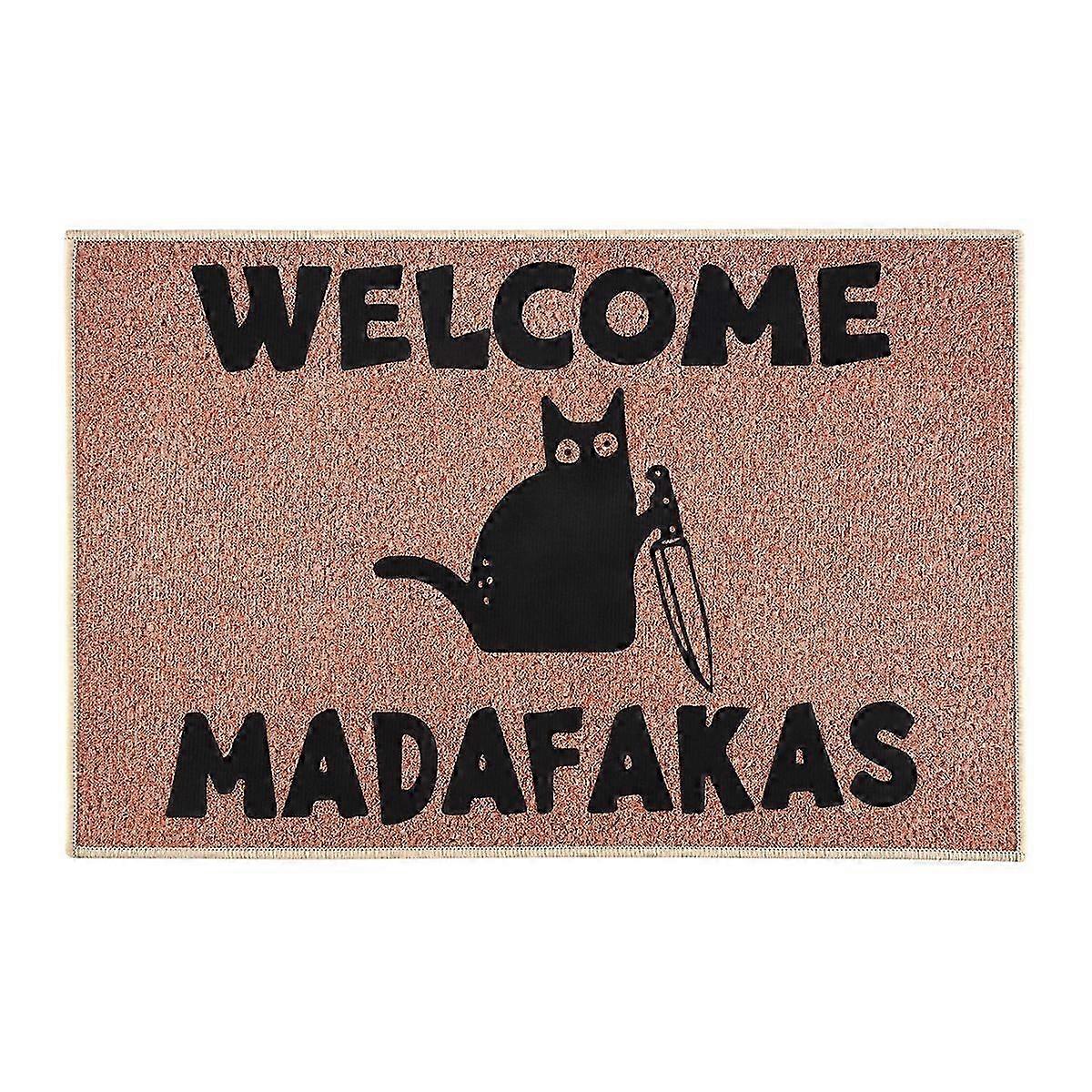Dark Cat Full Print Funny Welcome Doormat Non-Slip