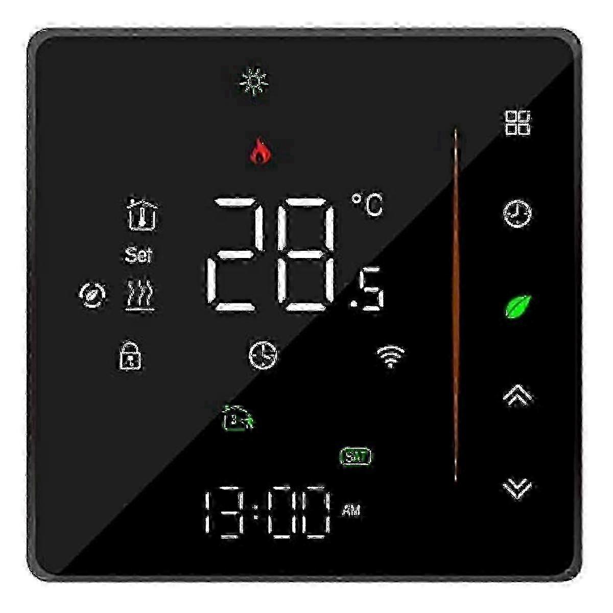 Wifi Smart Thermostat Temperature Controller Weekly Programmable Supports Touch Control-3a Black