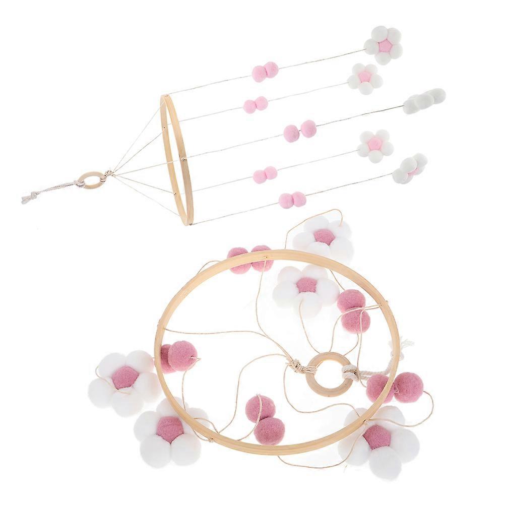 Handmade Bed Mobile for 2Pcs Pom Pom Flower Decoration