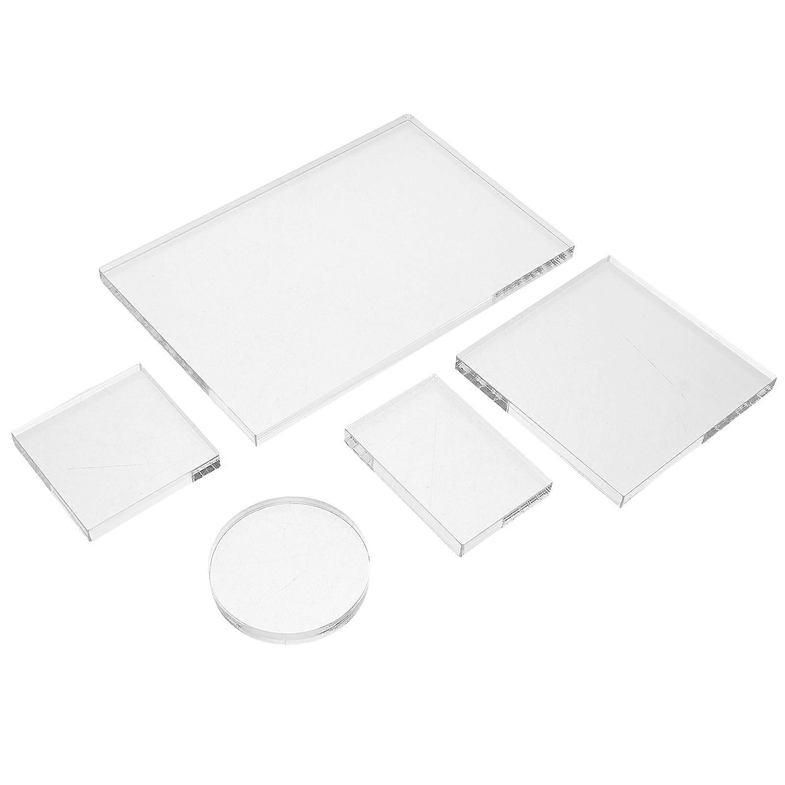 Craft Use Transparent Stamp Handle Acrylic Block 5Pcs Set