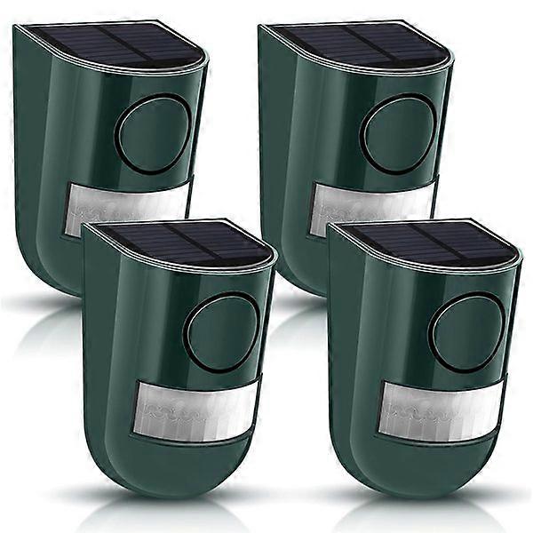 Solar Sound and Light Alert- 129db Outdoor Security Siren, Waterproof, Motion Activated, 4 Pack