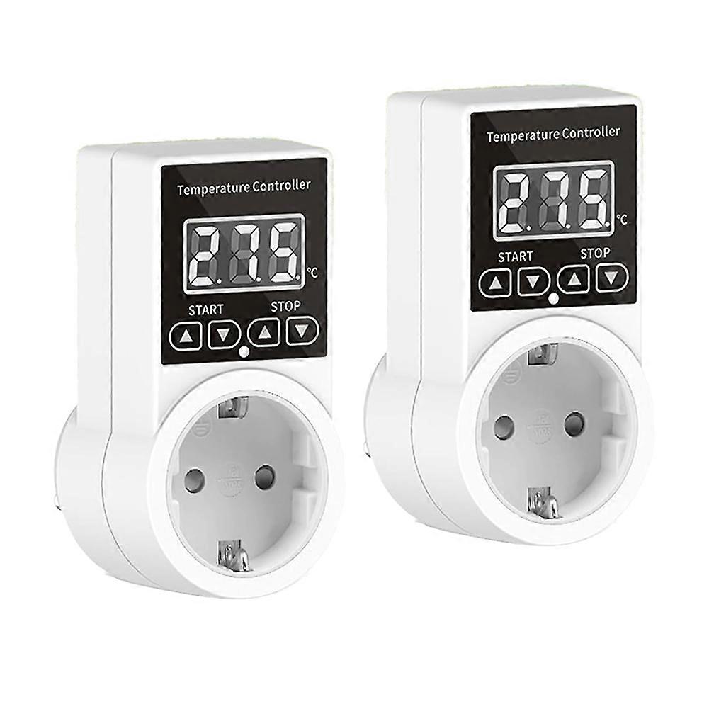 2pack Thermostat Socket with Sensor, Digital Temperature Controller Socket, Waterproof Temperature Switch EU Plug