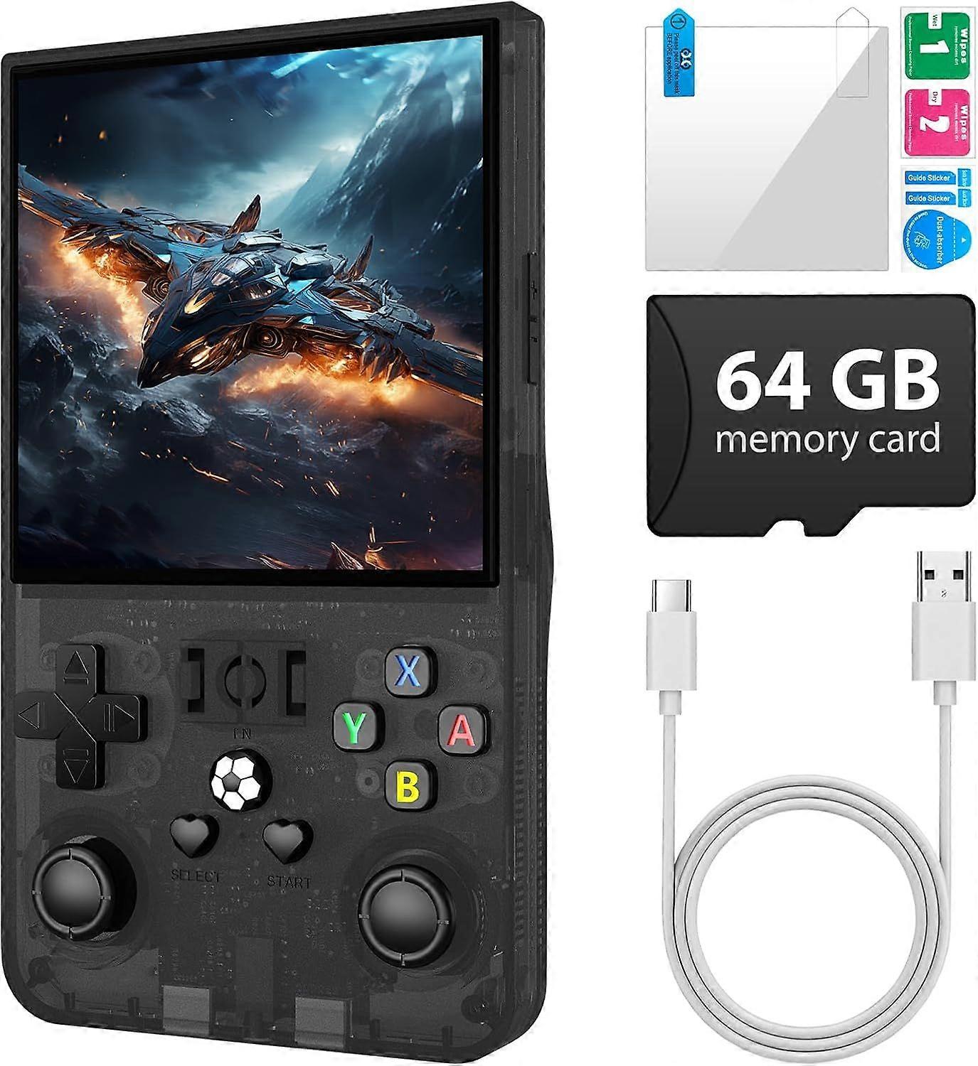 R36MAX Retro Handheld Game Console, 4-inch Retro Game Console with 64GB Memory, Portable Retro Video Game Console, 4000mAh Battery, Supports Over 30 E