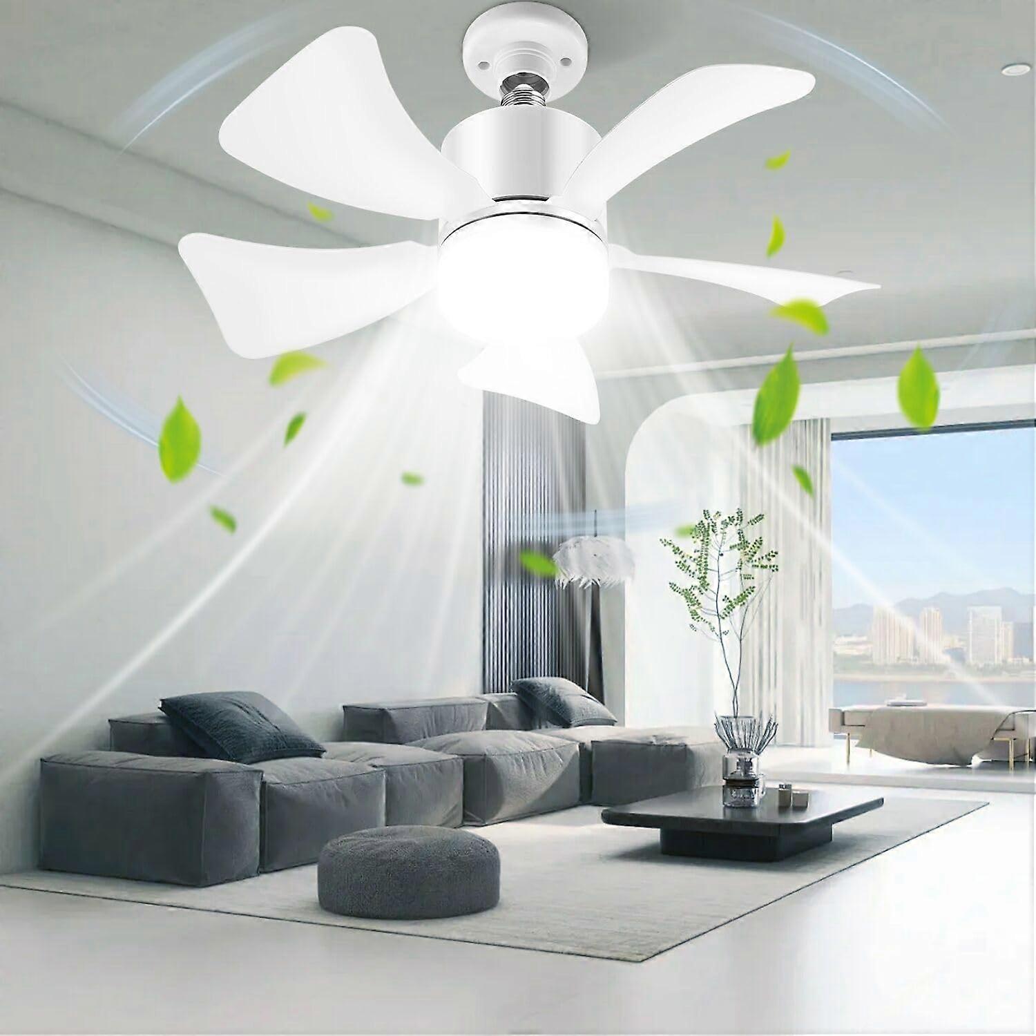 Socket Ceiling Fan with Light and Remote, E26 E27 Easy Install, Dimmable LED, Quiet 4 Speeds