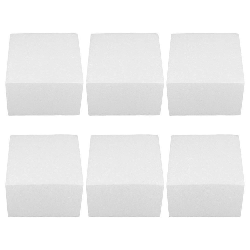 6Pcs Foam Cake Dummy for DIY Cake Modeling White Square Foam Blocks