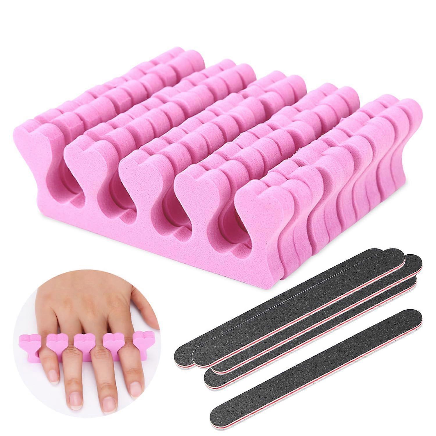 Toe Separators 50 Pcs Soft Foam Pedicure Toe Spacer Cushions with 5 Nail Files for Smooth Polish