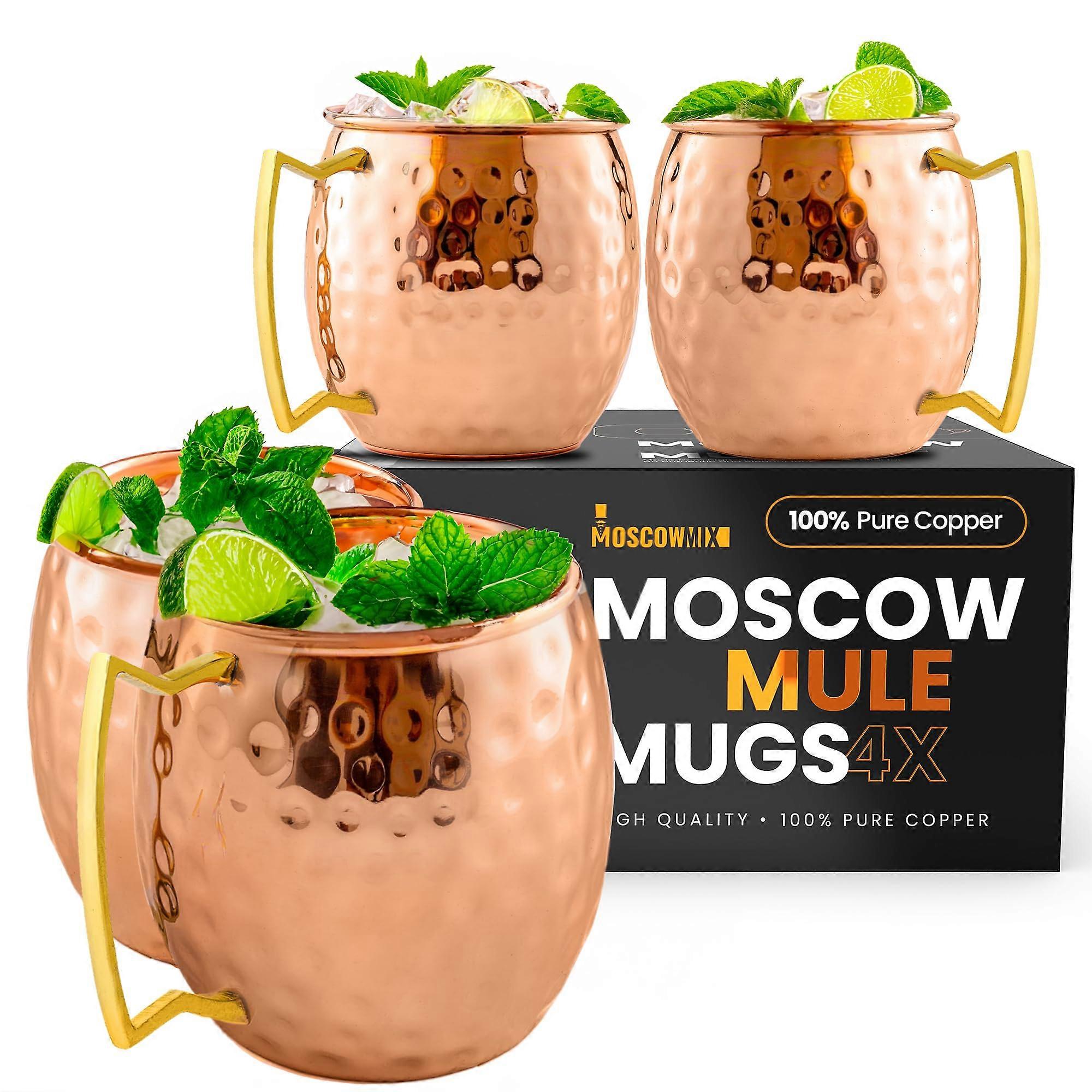 Pure Copper Moscow Mule Mugs Set of 4, 16oz Authentic 1941 Design Cups with Polished Finish