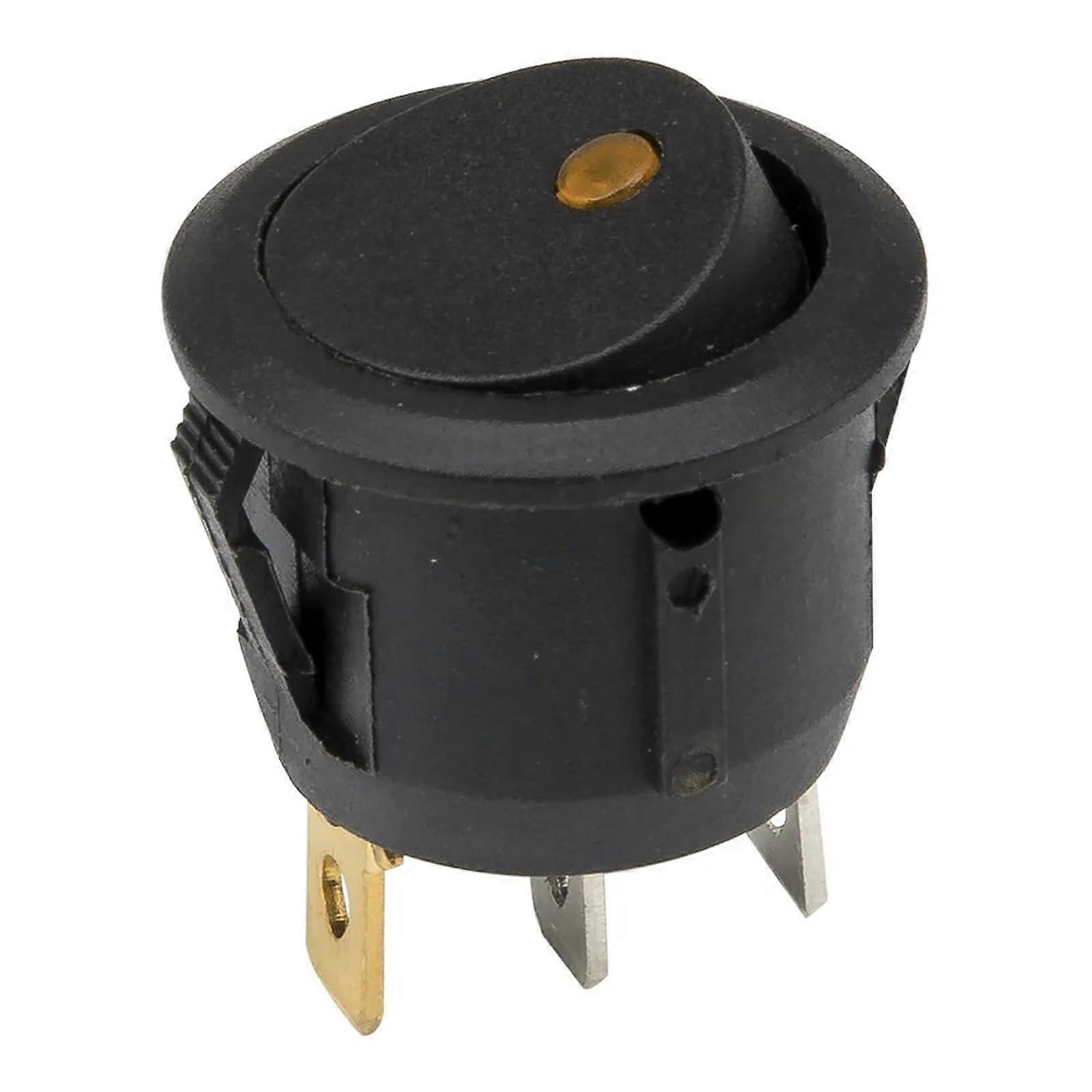 100pcs 20mm Round Rocker Switch with Light 3 Pin 220V Illuminated On Off Power Control Yellow