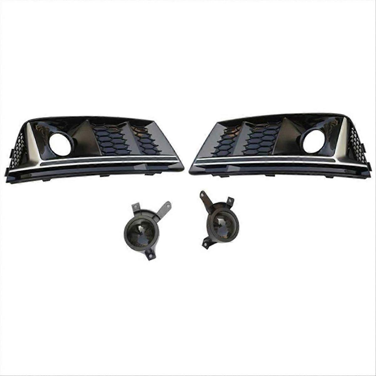 Front Bumper Fog Light Grille Foglight Bezel Lid Hood Trim for A4 A4L S4 B9 2017-2018 Chrom