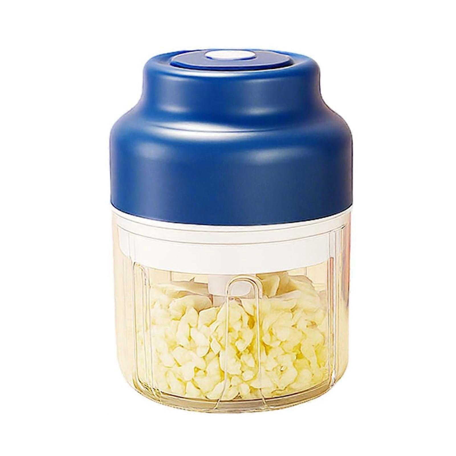 Mini Electric Garlic Chopper 320ml Cordless USB Rechargeable Food Grinder for Onion Chili Nut Blue