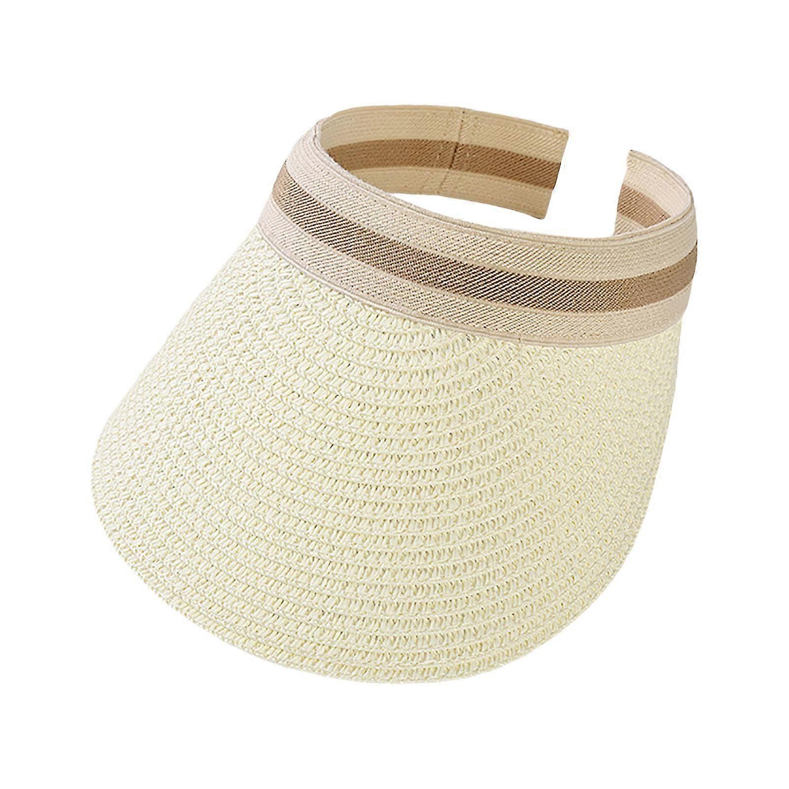 Sun Hat Adjustable Uv Protection Breathable Straw Weaving Visor Hat For Summer