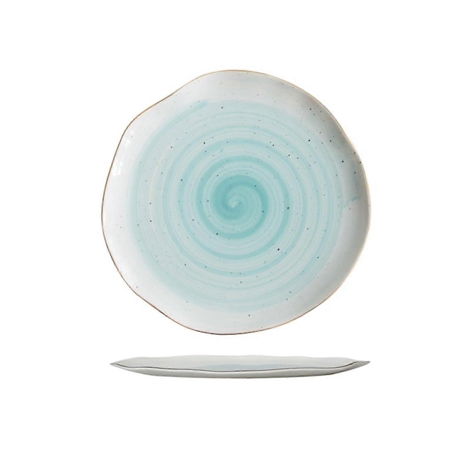 Ceramic Dinnerware Set with HandPainted Gradient Design, Irregular Lace Plates for Home and Restaurant