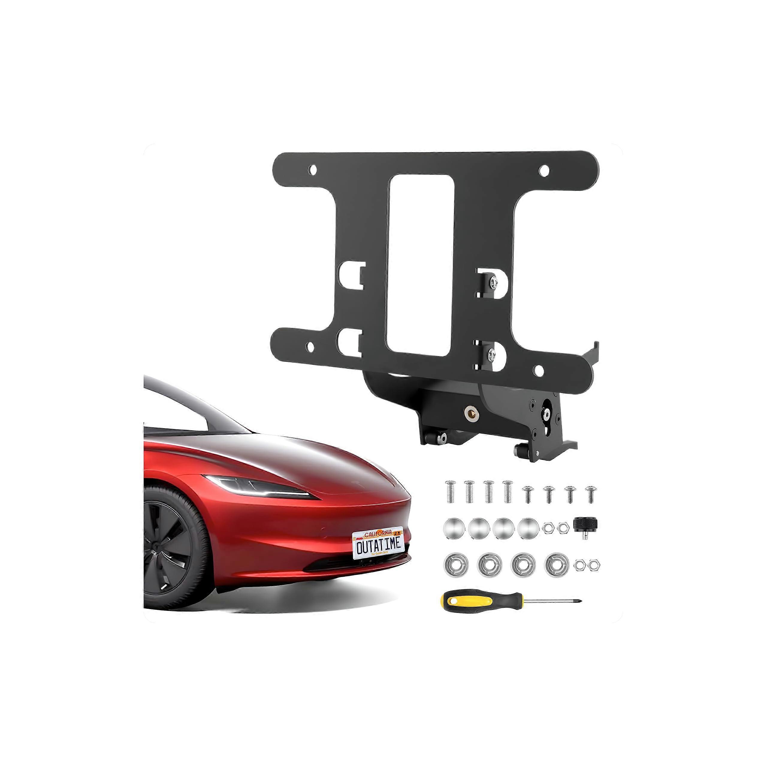 No Drill Front License Plate Mount Kit for Tesla Model 3 Highland 2024 2025 AntiTheft RustProof