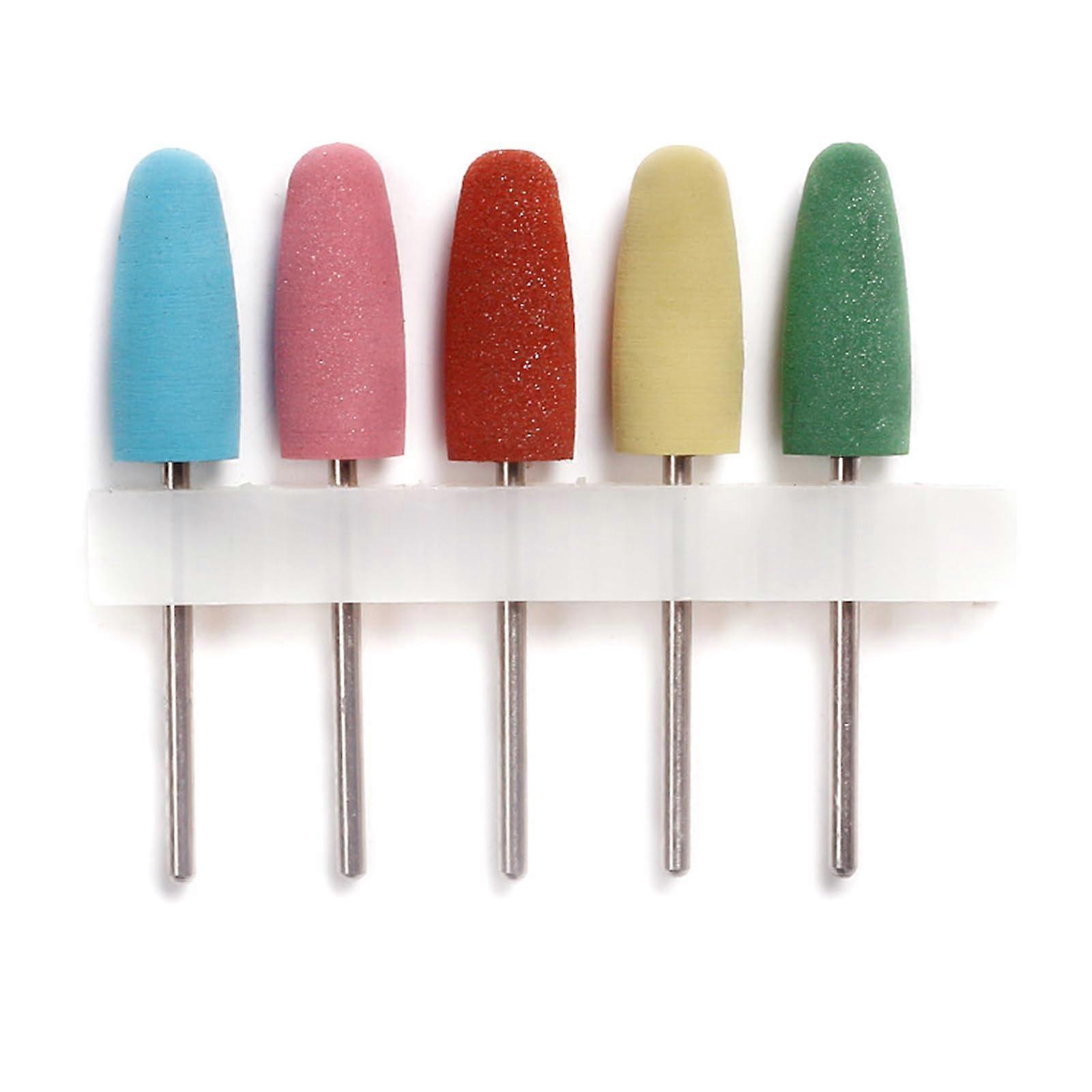 5pcs Silicone Nail Drill Bits Set for Gentle Buffing, Professional Manicure and Salon Use