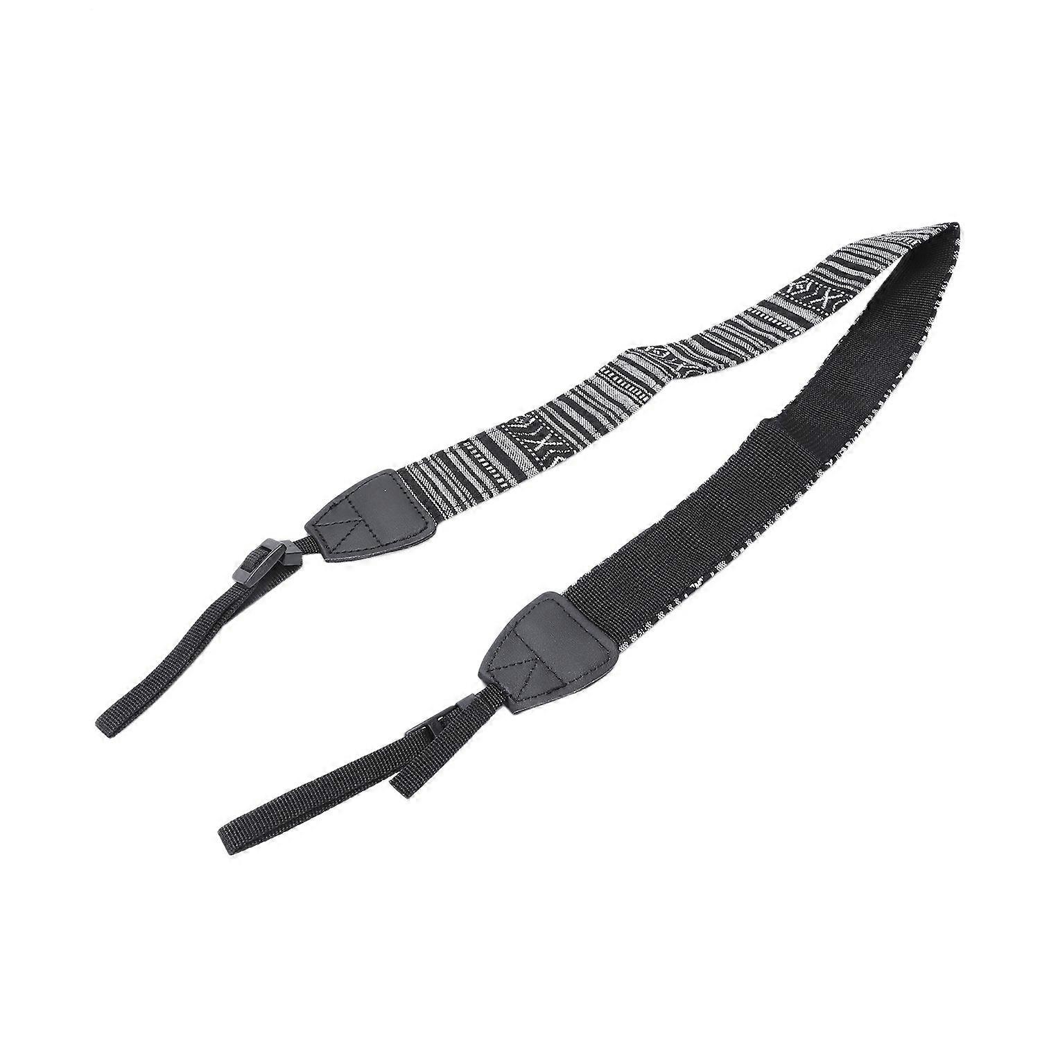 Adjustable Cotton Leather Camera Strap Shoulder Strap(Black+White)