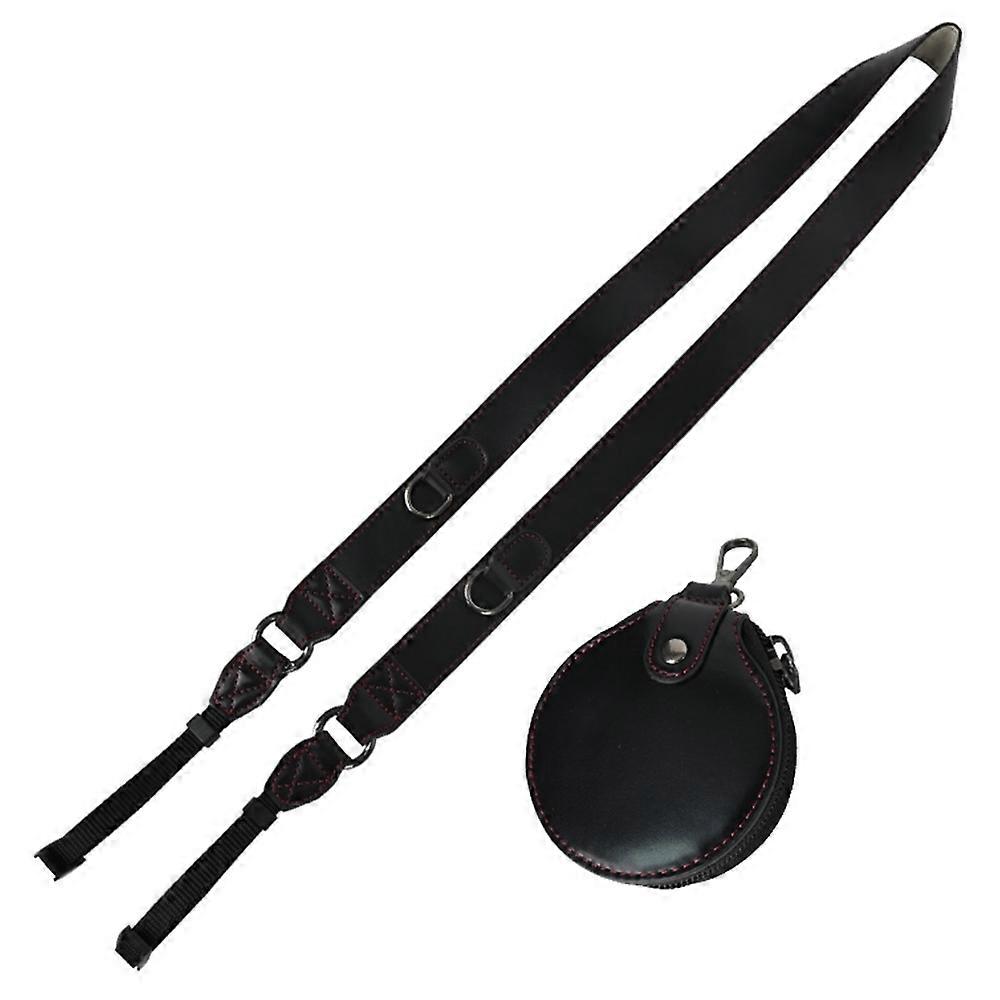 PU Leather Camera Carrying Strap SLR Camera Neck Shoulder Strap + Small Bag