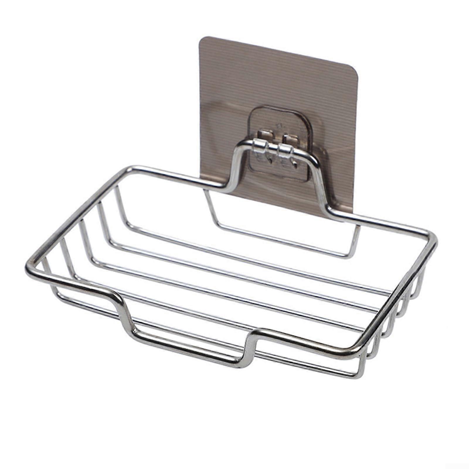 Wall Mounted Soap Dish Stainless Steel Holder Punch Bathroom Kitchen Rack RustResistant Design