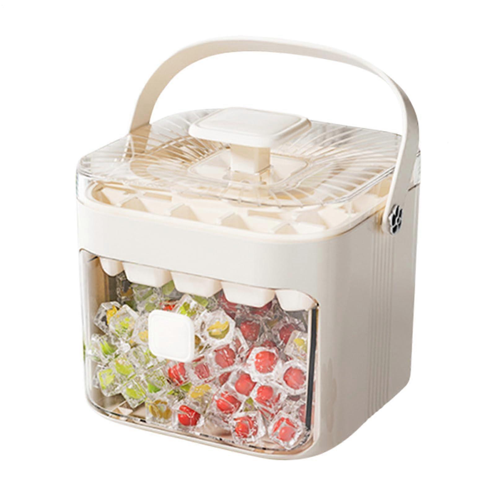 Large 48 Compartment Ice Cube Tray with Bin, NonStick Reusable Ice Mold for Freezer Drinks