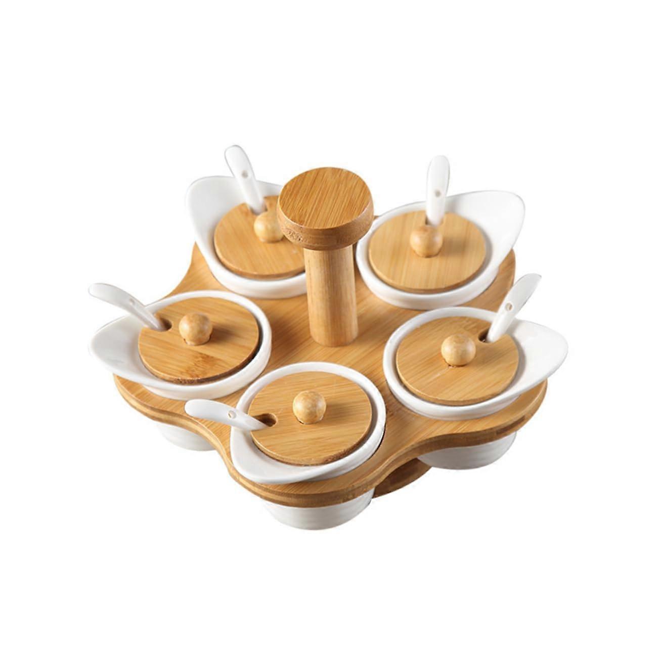 Porcelain Condiment Jars with Lids, Large Capacity Ceramic Spice Containers for Kitchen Countertop