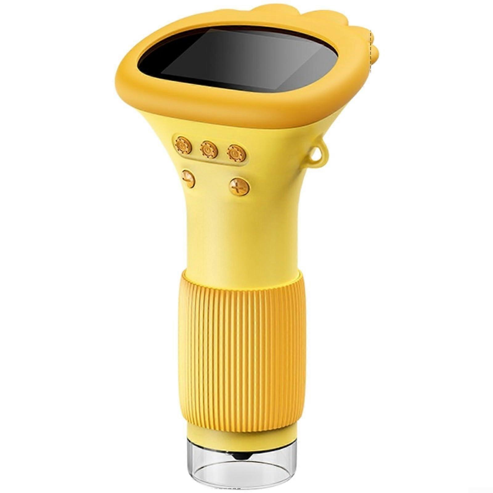 100X Digital Microscope for Kids with HD IPS Display and BuiltIn Storage Yellow Educational Tool