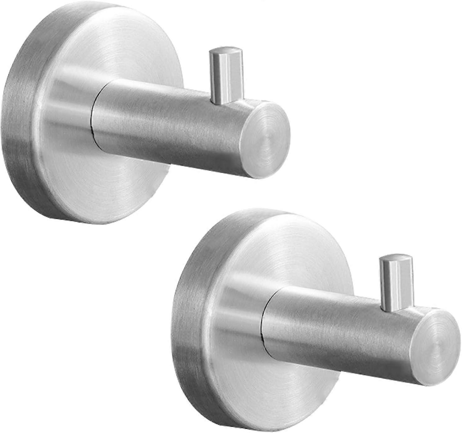 Bathroom Towel Hooks 2 Pack Brushed Silver Stainless Steel Wall Mounted Rustproof Robe Hooks