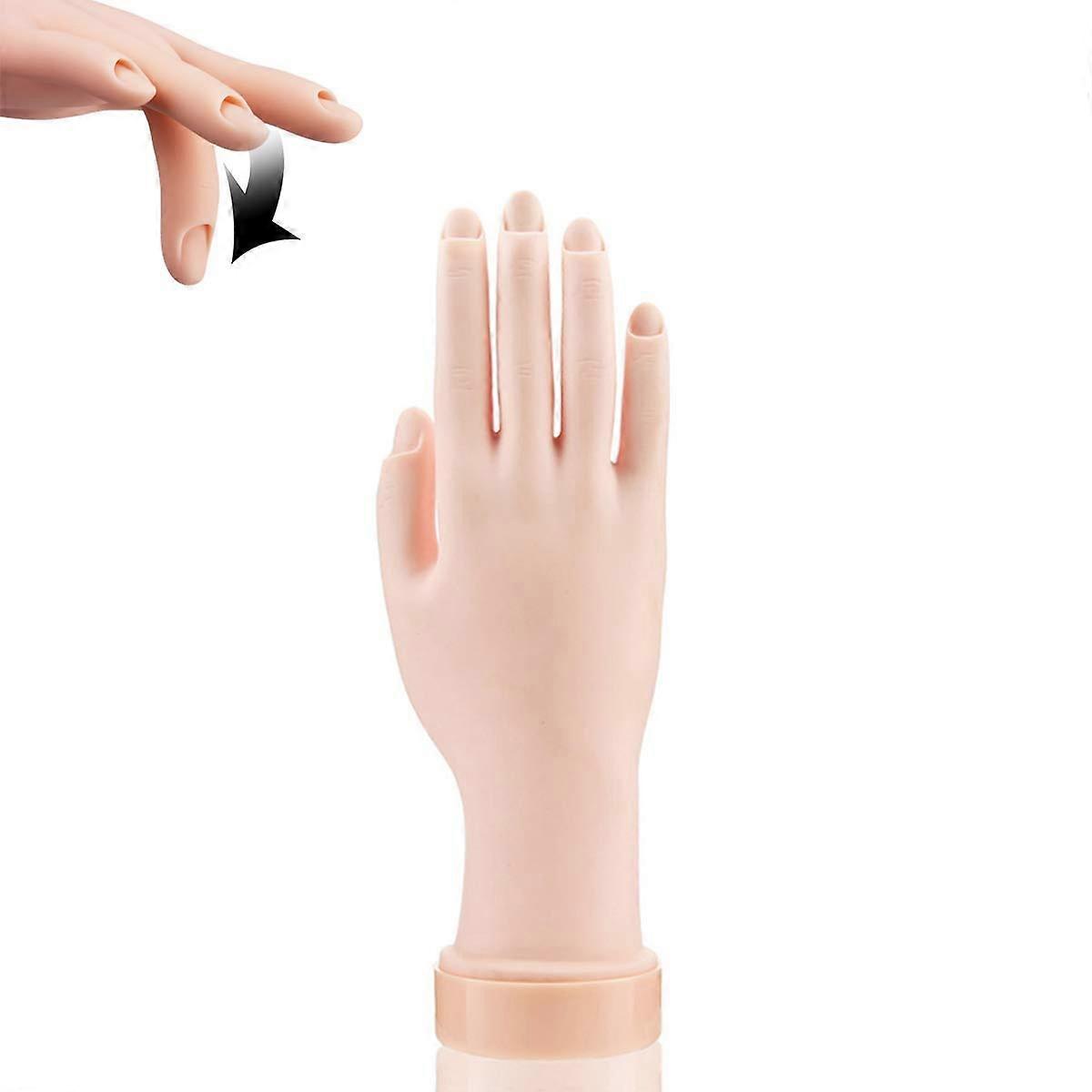 Practice Hand for Acrylic Nails with Flexible Bendable Mannequin Right Hand, Reusable Nail Training Tool