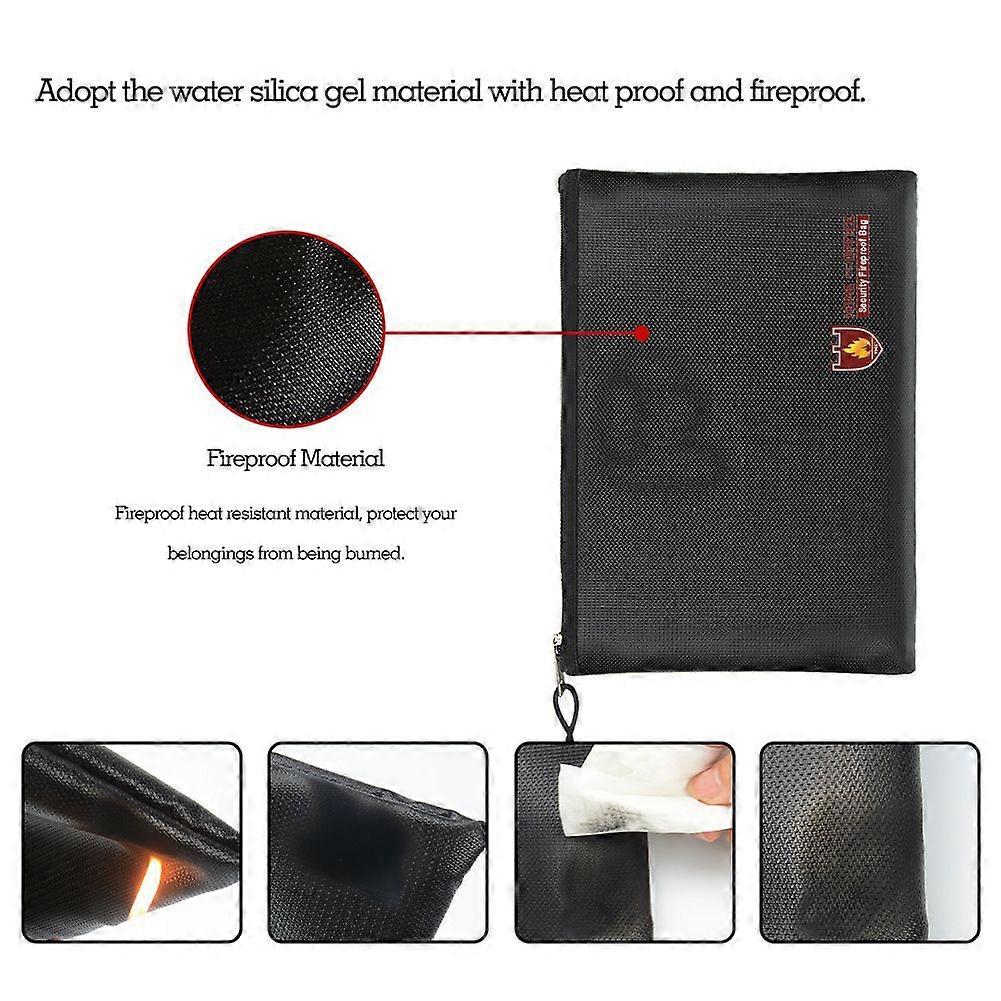 Fireproof Money Document File Passport Bag Water Resistant Safe Storage Case