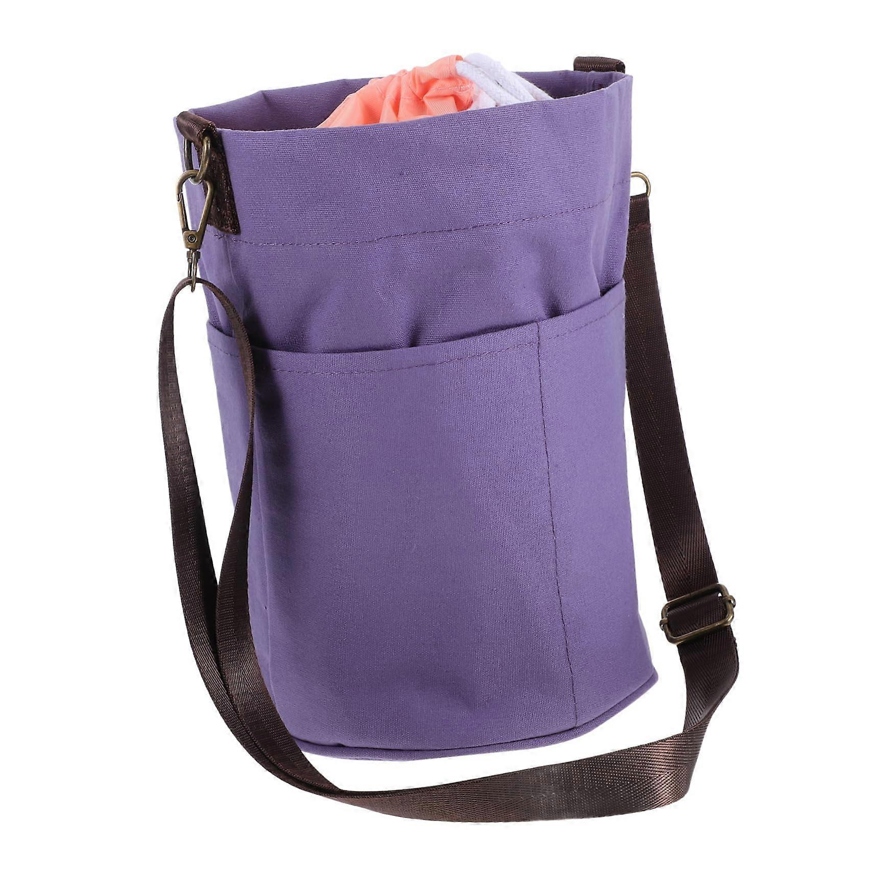 Durable Canvas Crochet Project Bag with Drawstring Closure, Tangle Yarn Storage Organizer for Knitting