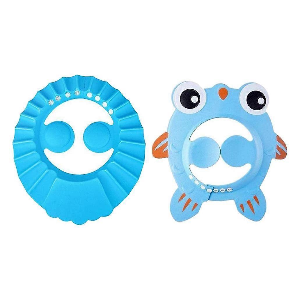 Baby Shower Cap Soft Adjustable Shampoo Visor for Eye Protection Tear Bathing 2 Pack Blue