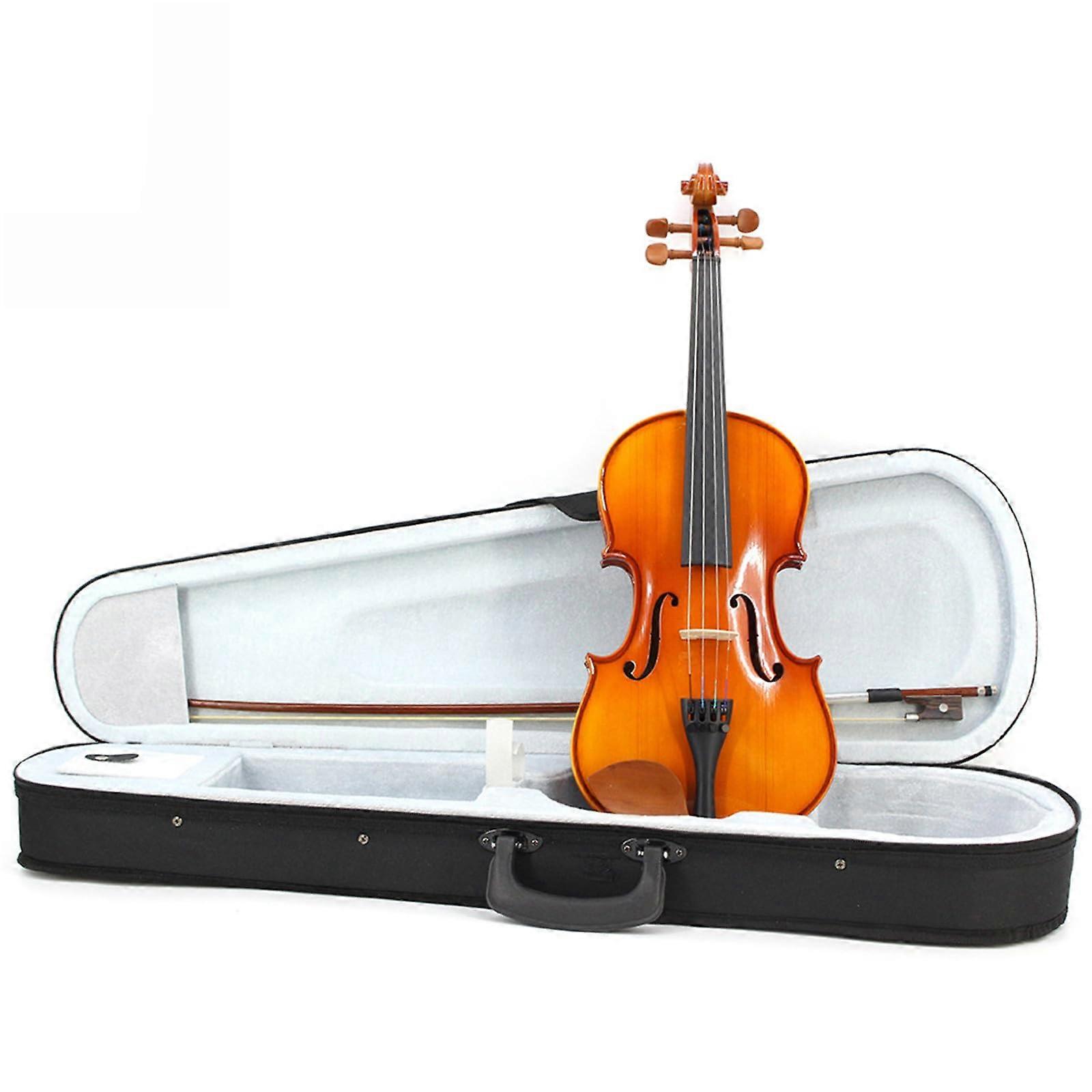 1/4 Size Beginner Violin for Students with Ebony Fingerboard and Maple Back, Warm Balanced Tone