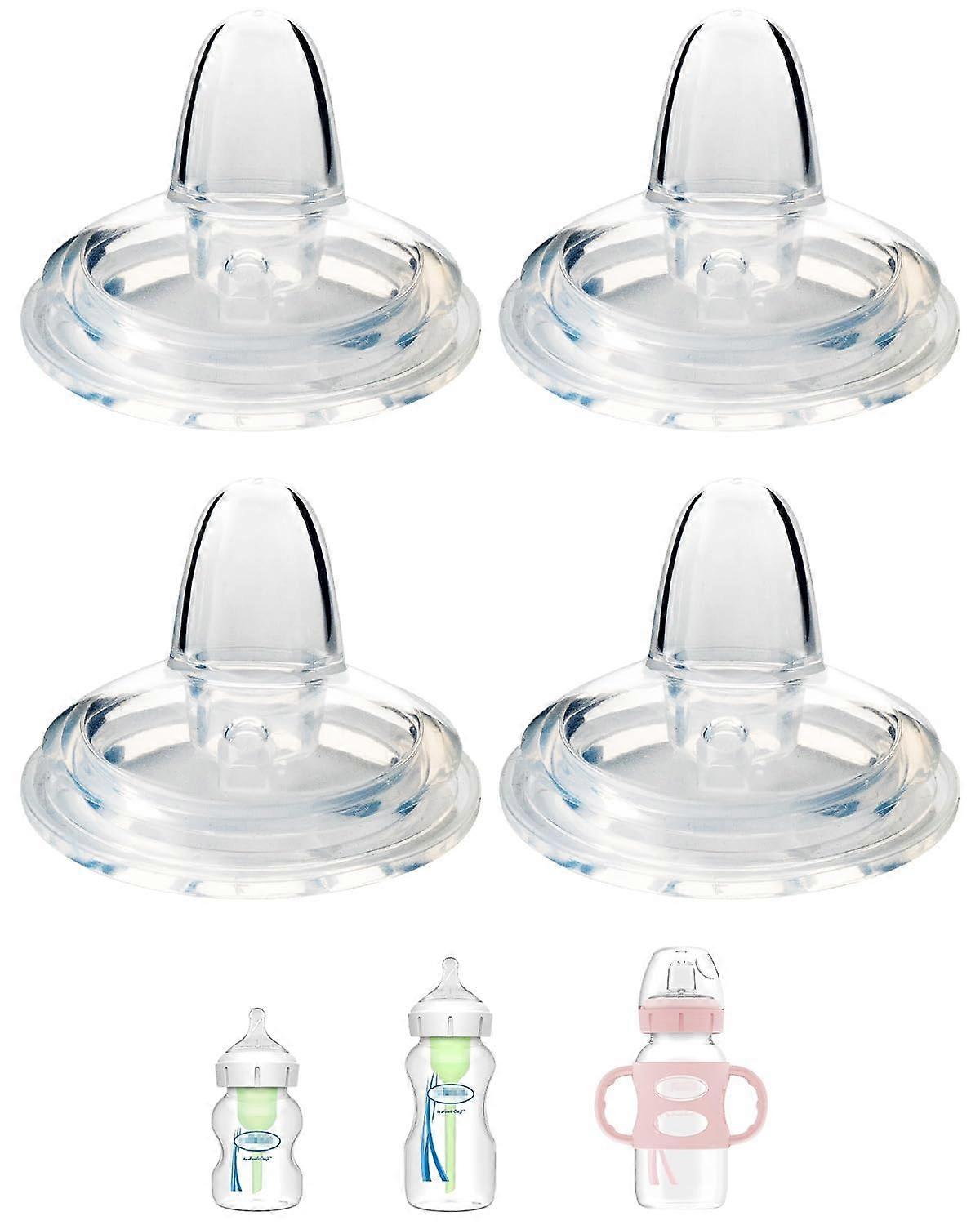 WideNeck Sippy Nipple, Soft Silicone Spout 6m+, Leakproof Transition Set, 4 Pack for Dr. Brown's