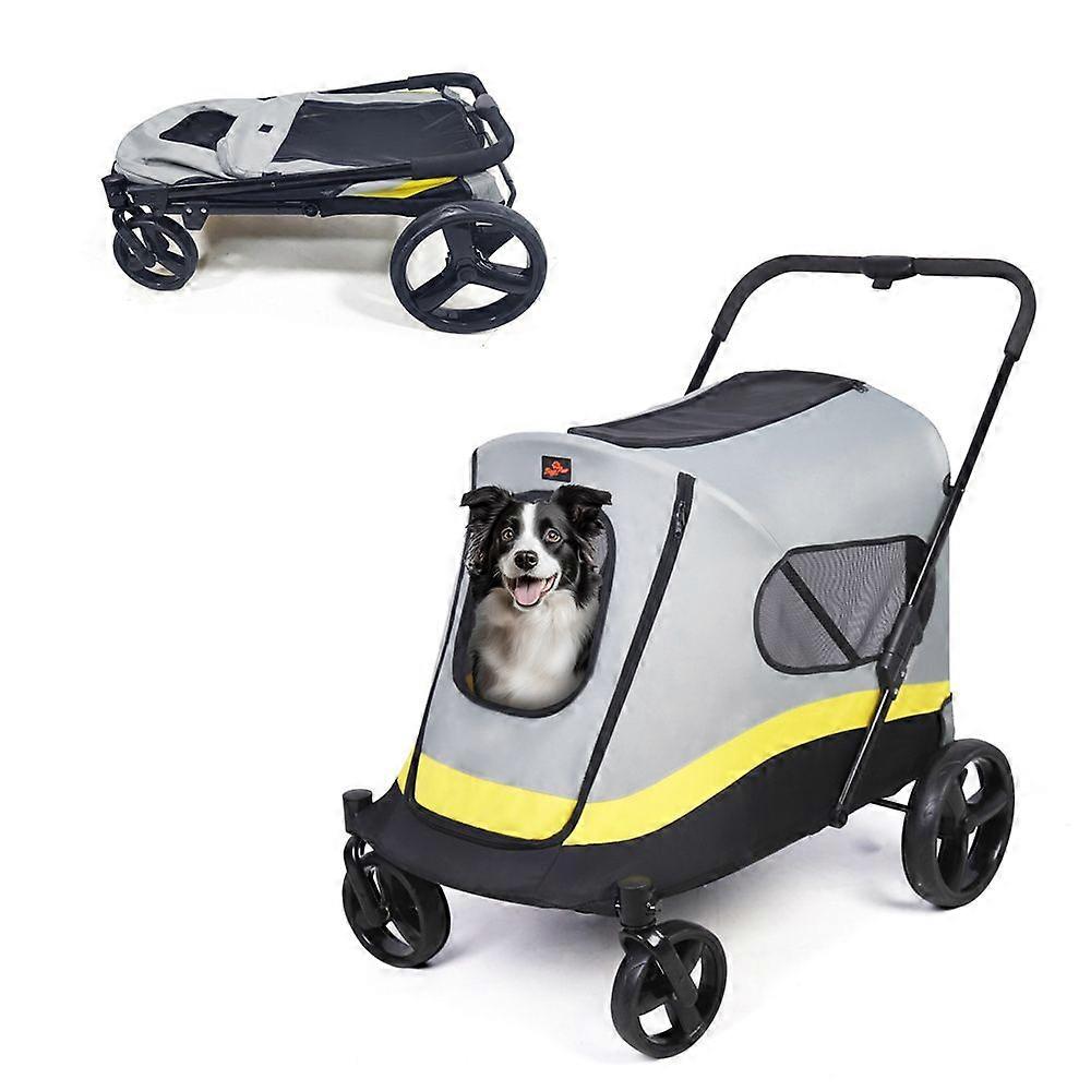 Poussette pour animaux de compagnie 4 roues Poussette pour chien Rotate avec freins, capacité de poids de 50 lb, poussette pour chiot