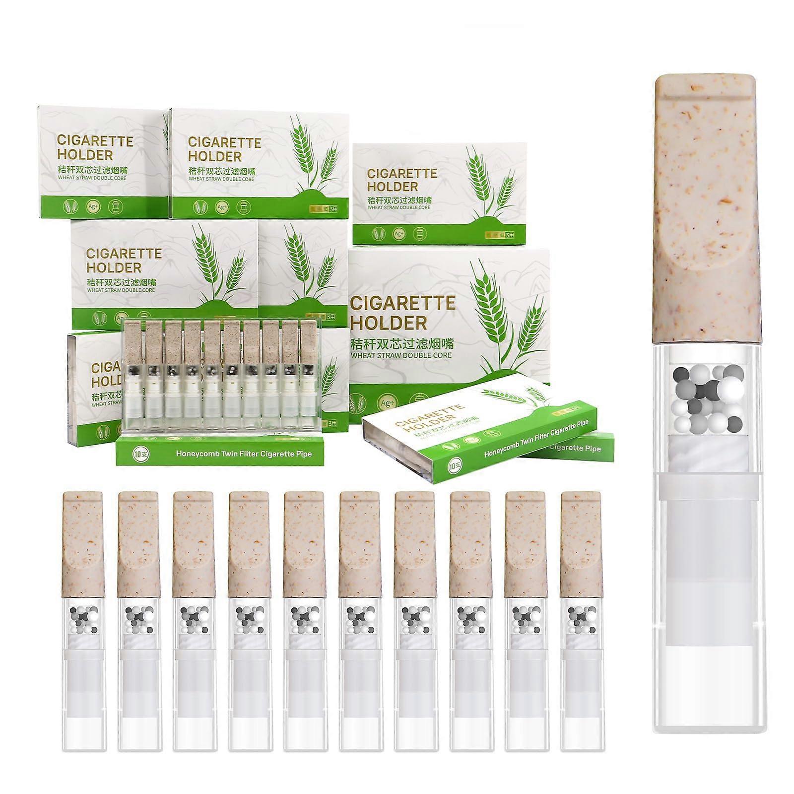 Cigarette Filters 100pcs Wheat Straw Triple Layer Reusable Tar Reduction for Standard and Slim Sizes