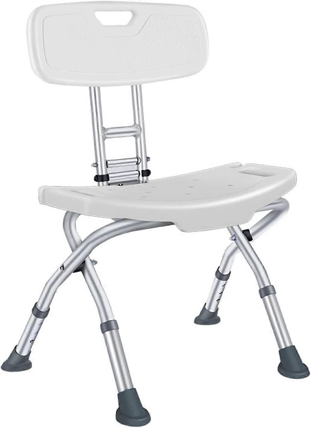 Adjustable Height Shower Chair with Folding Backrest, NonSlip Bath Stool for Elderly Seniors
