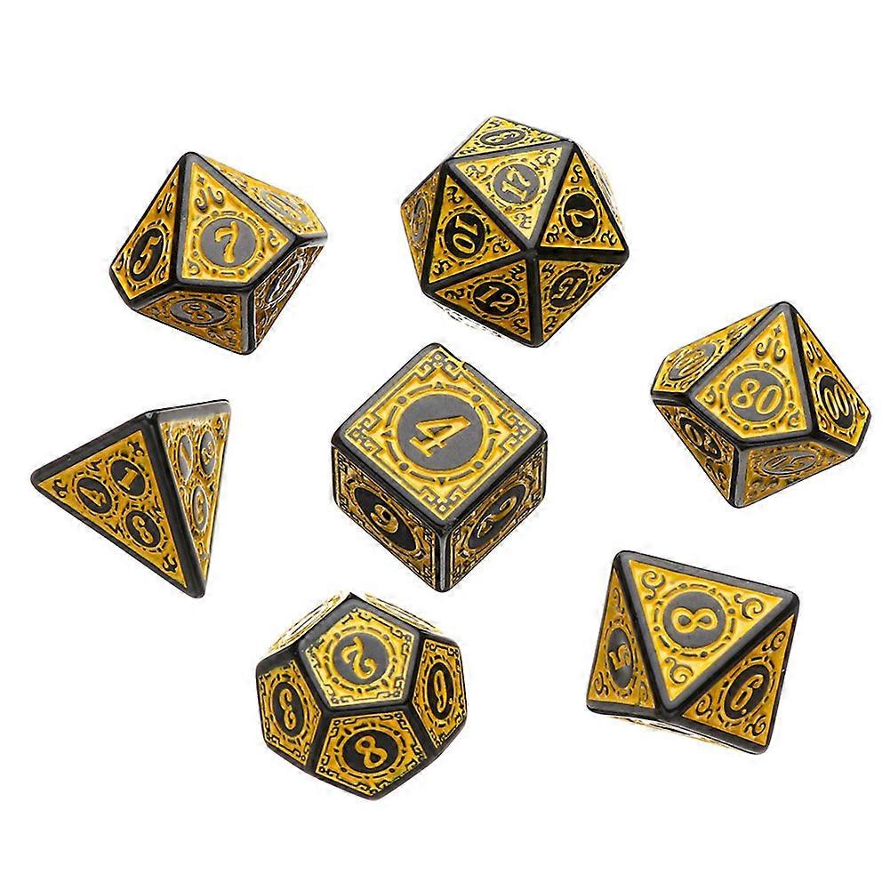 Yellow 7 Pcs for TRPG DND Dice Set Acrylic Multi-Sided 7-Die D4-D20 Polyhedral Dice Table Game Math Tabletop