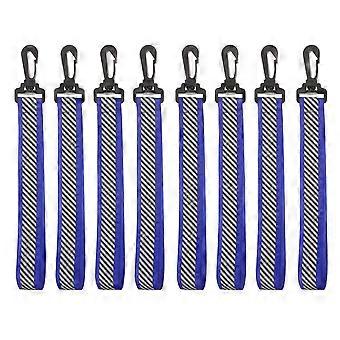 8pcs Double Sided Reflective Strap Keychain For Backpack - Safety Reflective Pendant With Clip - Night Walking Visibility Gear For Camping Climbing Bl