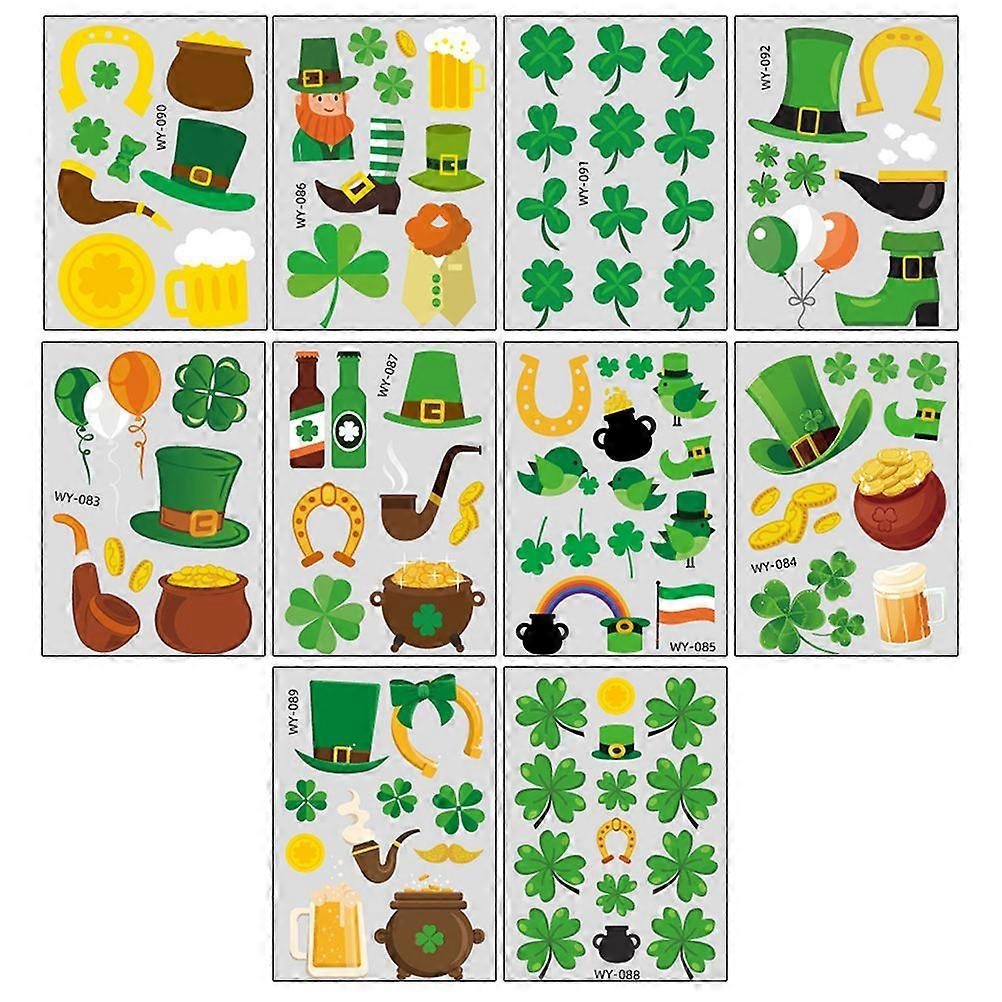 10pcs Saint Patrick's Day Temporary Stickers Green Party Temporary