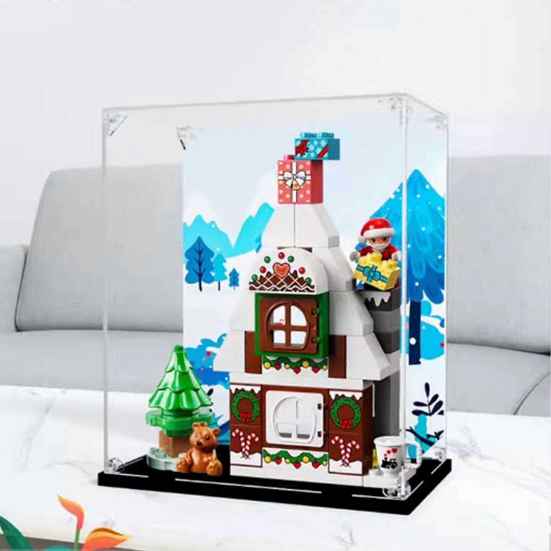 Display Case Acrylic Dustproof UV Protection for  10976 Santa's Gingerbread House Model