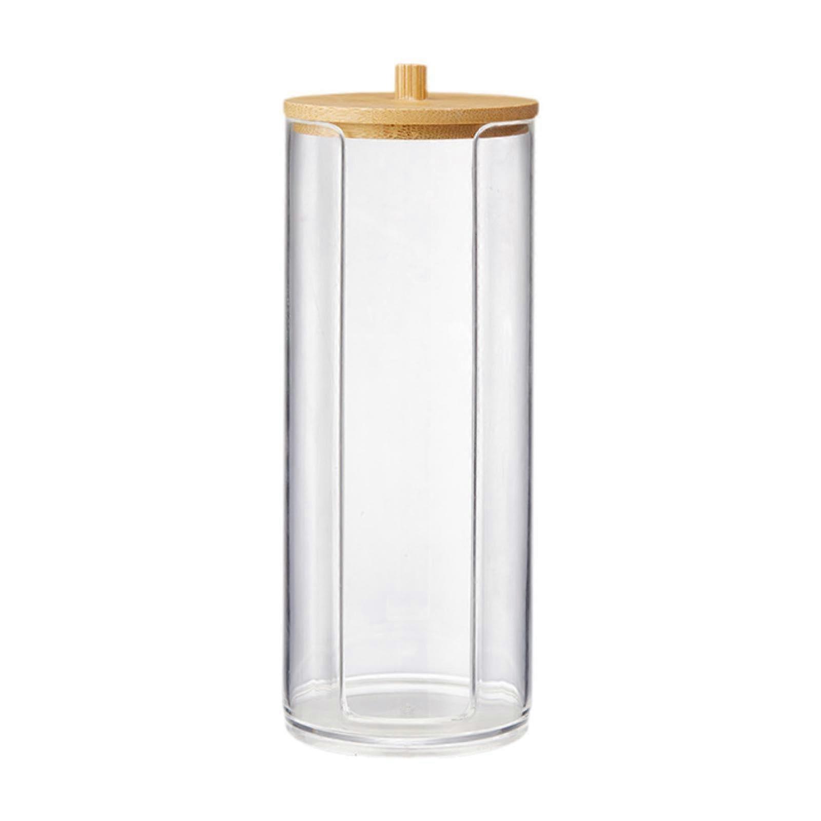 Bathroom Cup Dispenser Clear Paper Cup Holder with Bamboo Lid Compact SpaceSaving Organizer