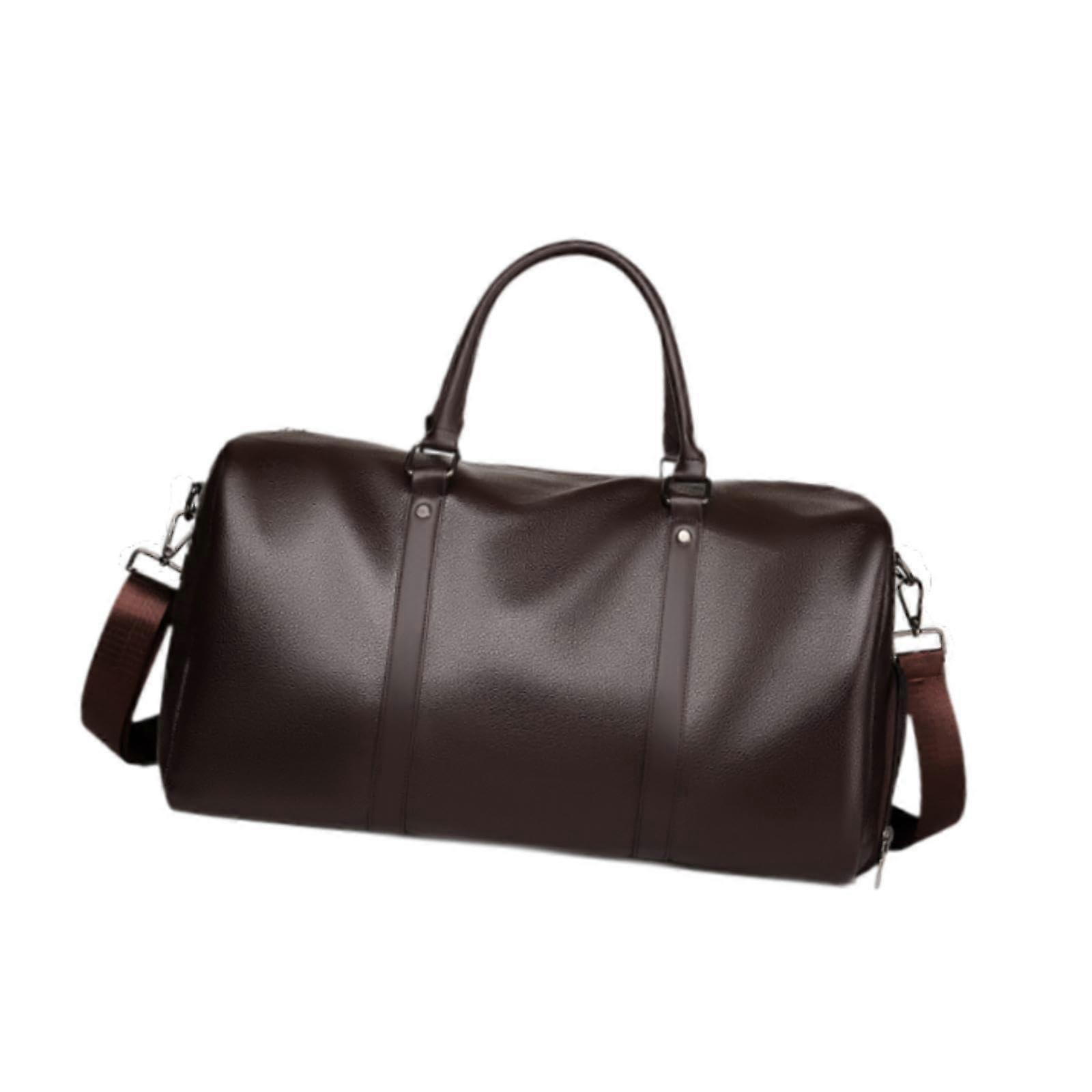 Waterproof Leather Weekender Bag for Men with MultiPocket Design and Adjustable Strap