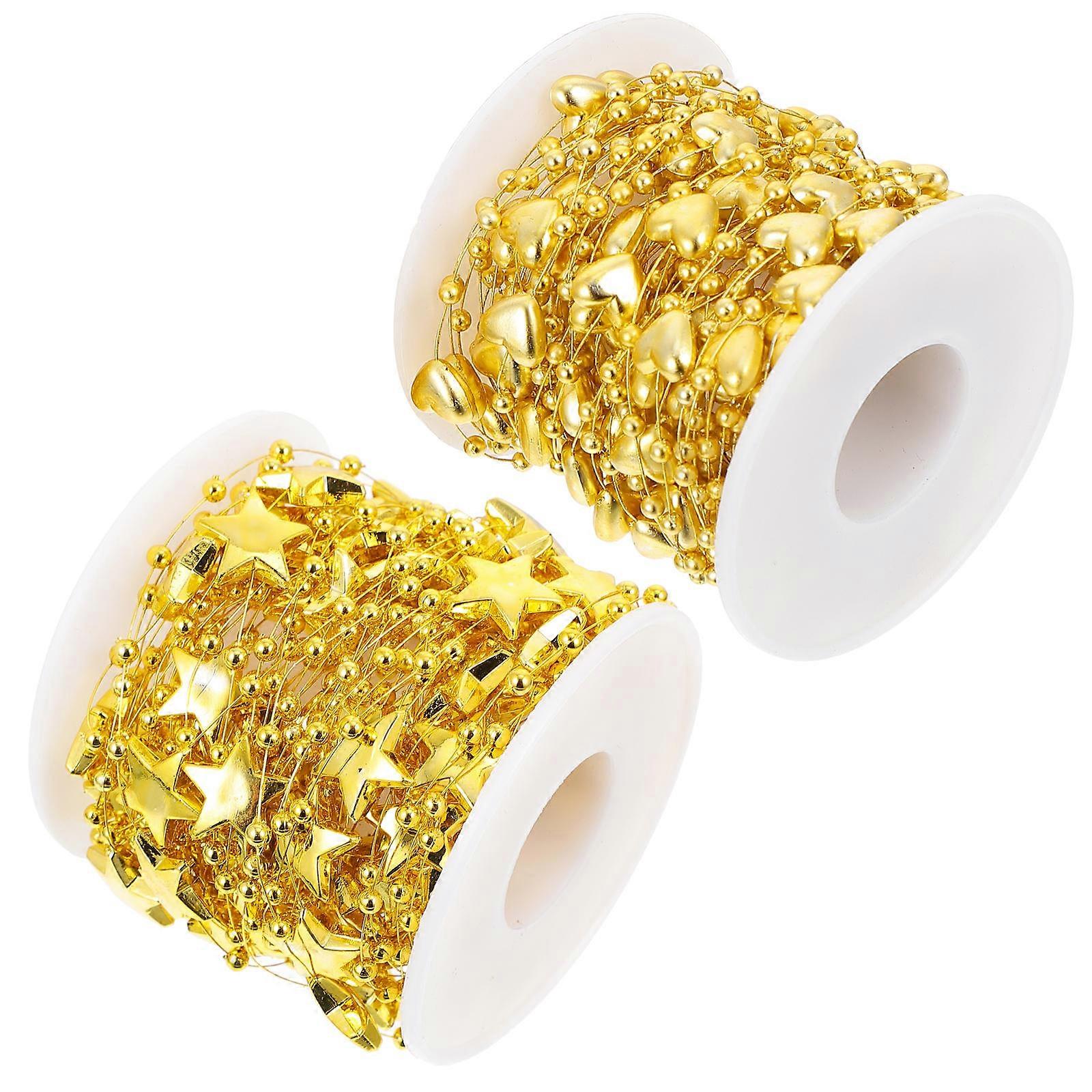 Electroplating Beads String Love Beads String for Decor 2Pcs Golden