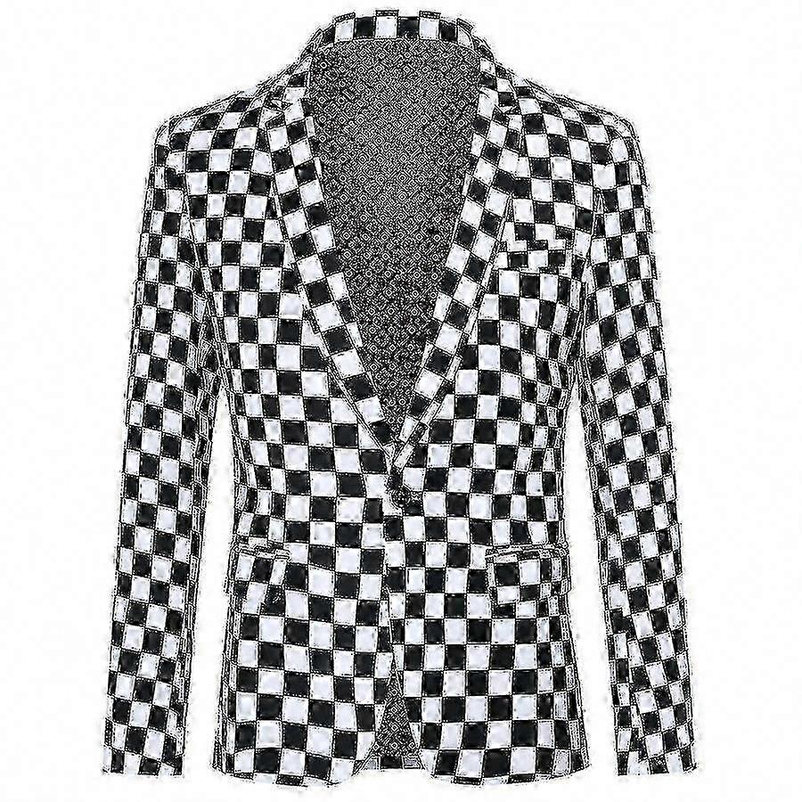 Black and White Square Cut Blazer for Men
