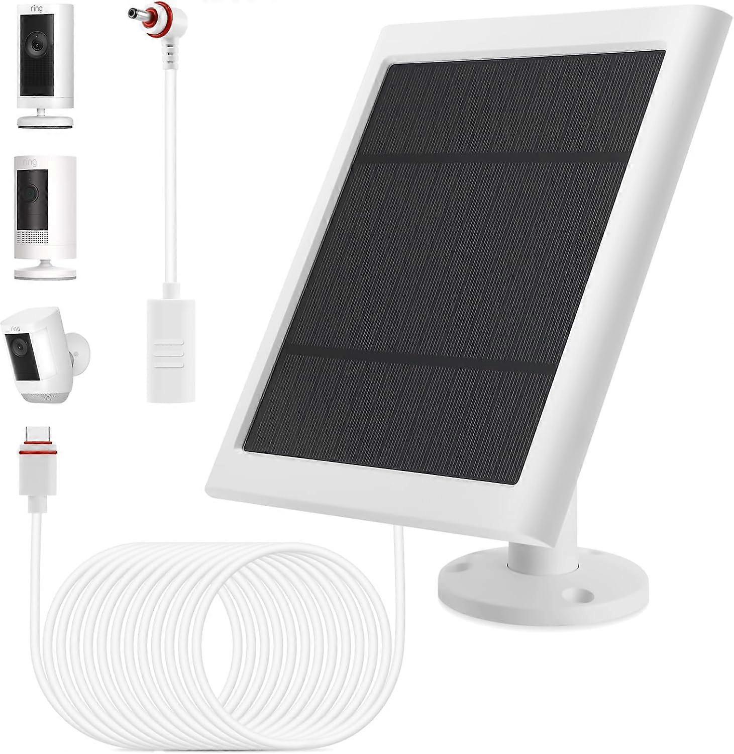 Solar Panel for Security Camera with Continuous Charging Weatherproof Design White 1P