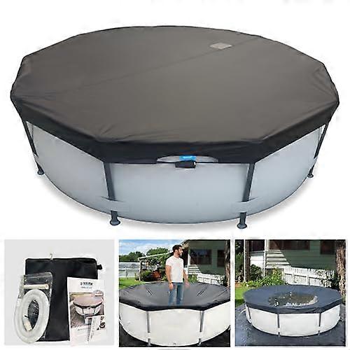 22 Ft Round Automatic Pool Cover with Drain System, UV Protected Black Cable for Above Ground Pools