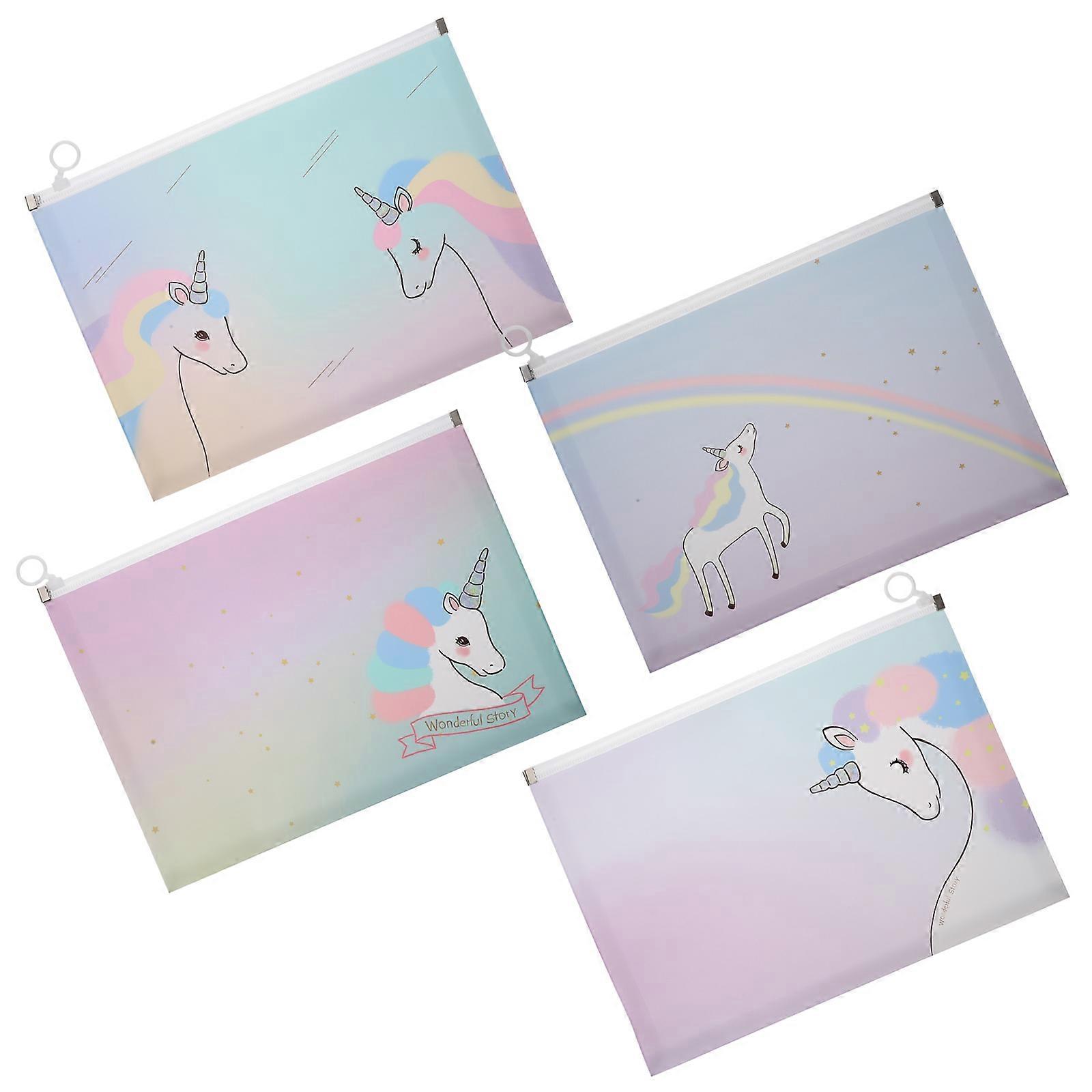 Pattern Zipper Pouches for Waterproof Document Storage 4Pcs Set