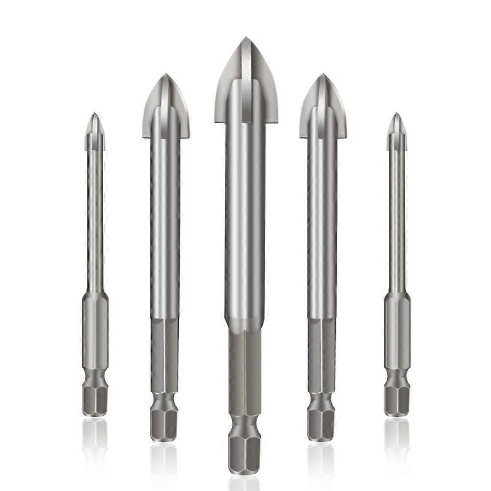 5Pcs Wear-resistant Triangular Drill Bit Multiple Sizes Hard Carbide Drill Bit Four Side Sharp Cross Hex Drill Concrete