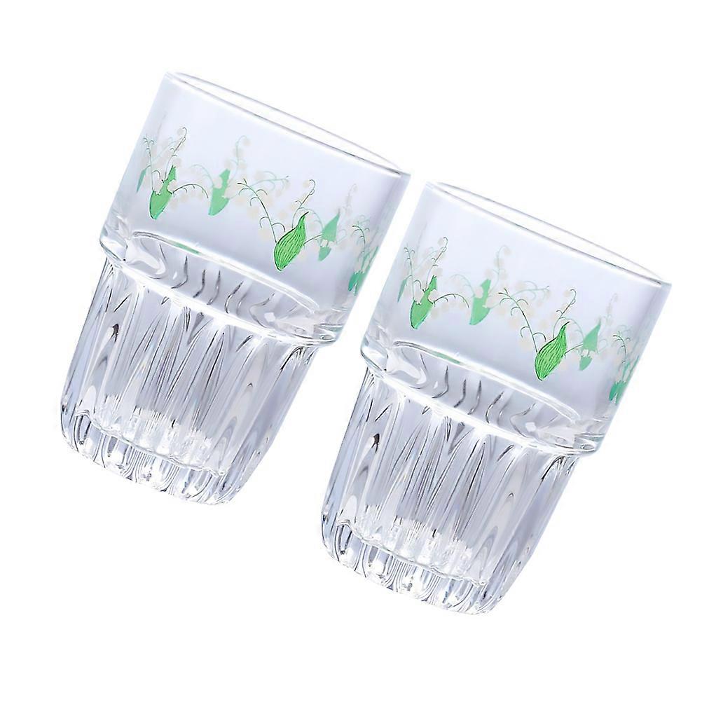 Glass Cup Flower for Drinking Use 2Pcs Coffee Kitchen