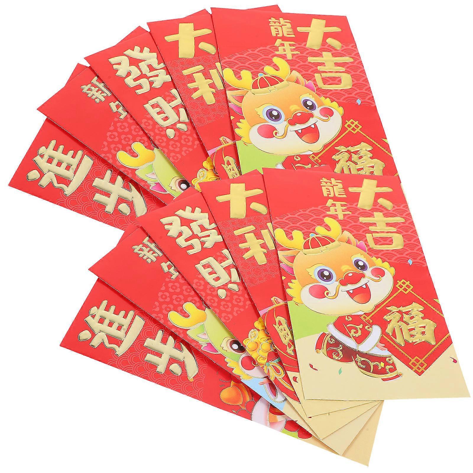 Red Envelope Dragon Pattern Red Packet for New Year 50Pcs Set