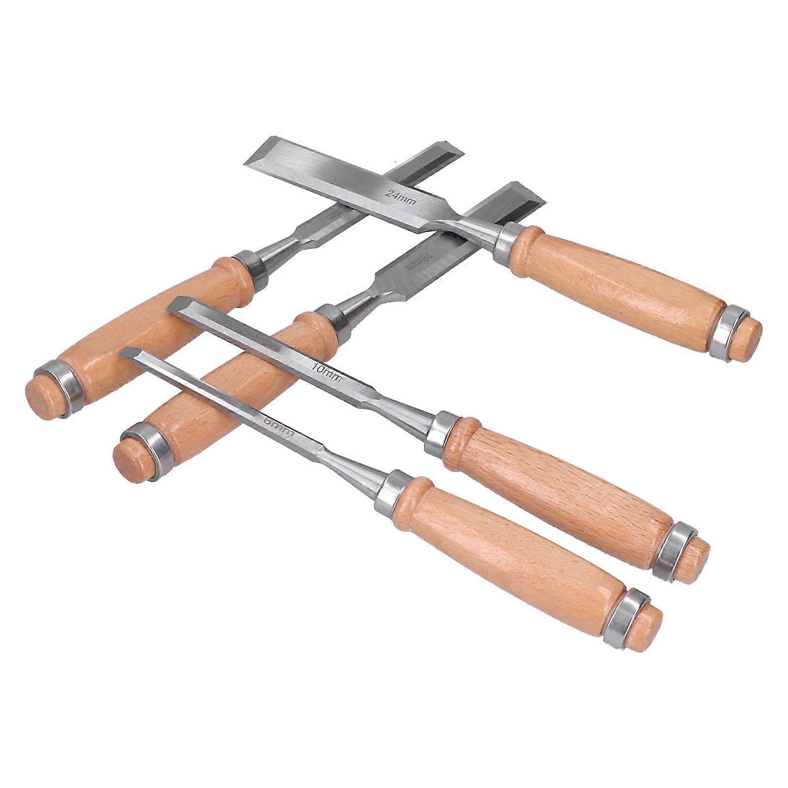 5 Pcs Woodworking Chisel Set Durable Hard Practical Carving Engraving Chisel Knife