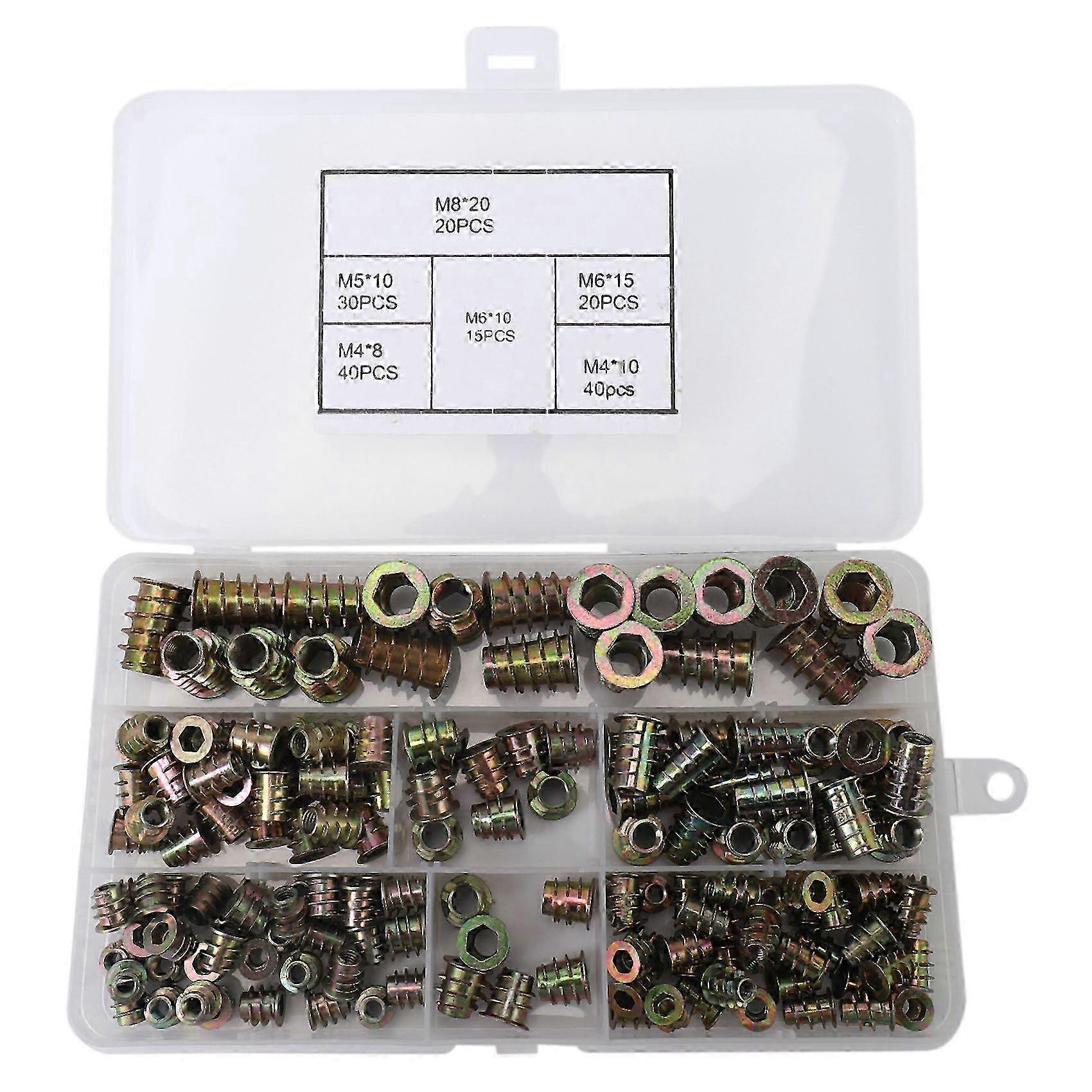 Threaded Inserts Nuts, Wood Insert Assortment Tool Kit, (165 PCS)